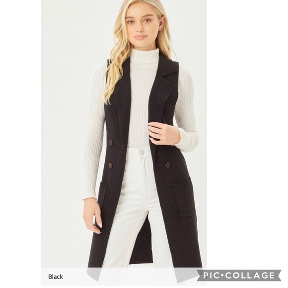 Black… Black Long Cardigan Vest - Picture 1 of 7